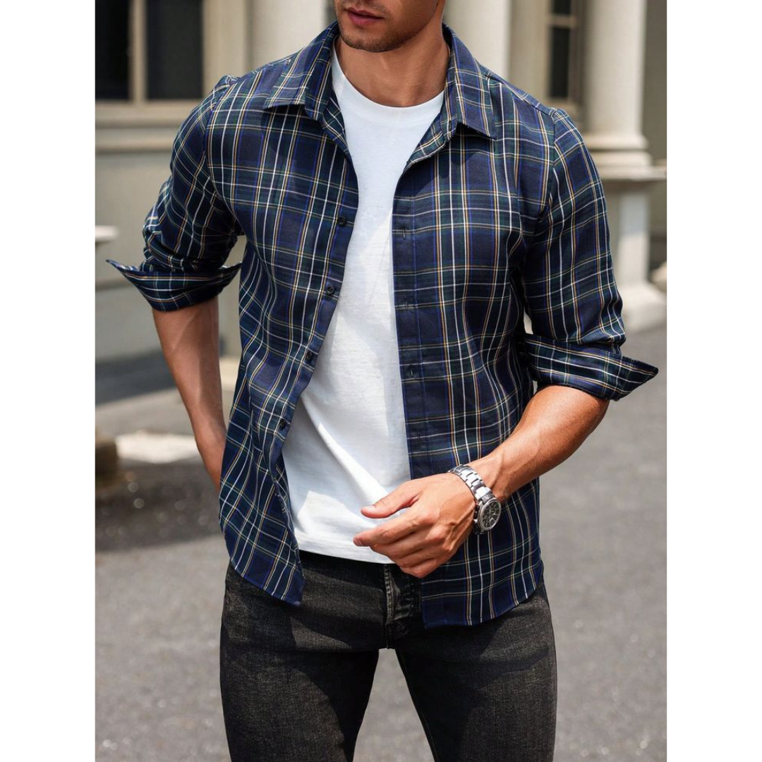 Grey & Blue Check Shirts For Men (Pack of 2)
